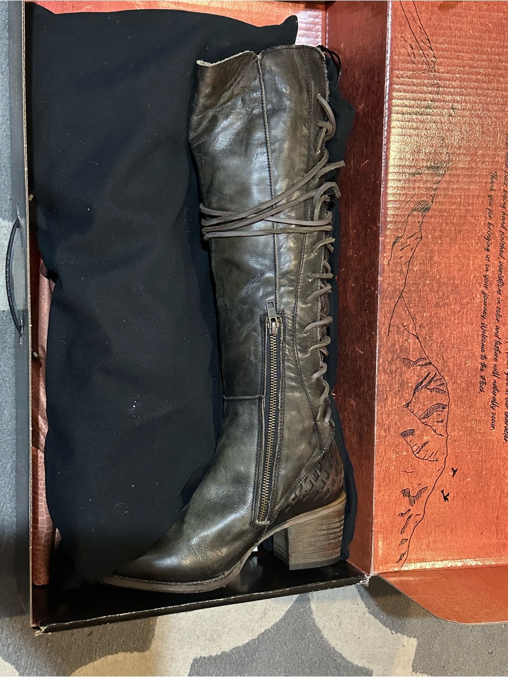 freebird Olive Green Lace-Up Knee Boot